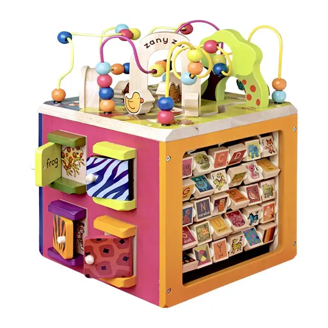 比乐B.Toys益智玩具男女婴幼儿童多功能木制百宝箱早教启蒙认知周岁生日礼物6-12个月1-2-3周岁动物园木立方