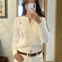 百亿补贴：RALPH LAUREN 小马刺绣麻花开衫针织针织衫毛衣圆领复古显瘦上衣外套