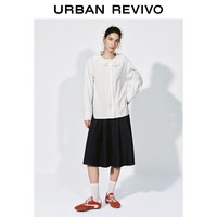UR2026春季女装都市蕾丝花边压褶系带开襟衬衫UYU260001 本白 XL