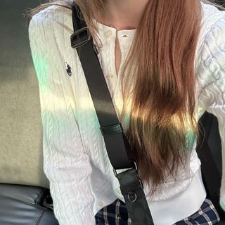 拉夫劳伦小马刺绣麻花开衫针织针织衫毛衣圆领复古显瘦上衣外套