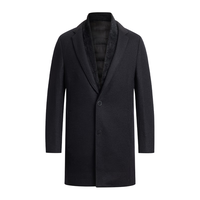 杉杉（SHANSHAN）【绵羊毛+羽绒内胆】男士中长款秋冬保暖防风呢子大衣黑色