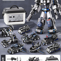 万威漫 百变磁吸机器人拼工程军事车开发智力动脑变形儿童益智6玩具男孩3