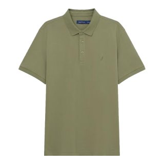 NAUTICA 男装24春夏棉氨珠地透气柔软多色休闲短袖POLO衫男KE4100 浅军绿3SY XL