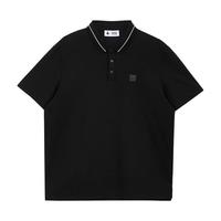 杰克·琼斯(JACK&JONES)男装polo衫男直筒商务休闲翻领短袖男士凉爽个性刺绣夏季品牌衣服 224106019E40 黑色 XS 165 xs