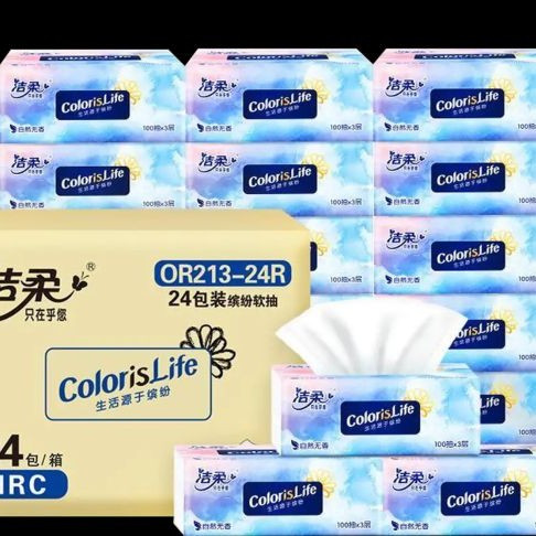 移动端、京东百亿补贴：洁柔 抽纸 3层100抽24包(180*123mm)