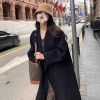 灰色双面毛呢大衣女2025秋冬季小个子高级感加厚呢子外套