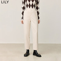 LILY【加厚磨毛】冬女装百搭直筒裤针织锥形裤女 601白色 L