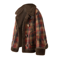 丝柏舍含绵羊毛格纹外套女2025冬装韩版宽松保暖气质上衣