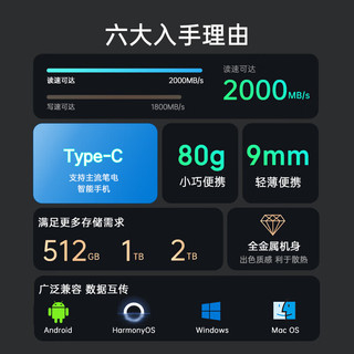 联想 K122 USB3.2高速 黑色 1TB 移动固态硬盘