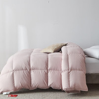 恒源祥家纺 90鸭绒被 加厚保暖90%白鸭绒被大朵绒防绒静音面料羽绒冬被 豆沙色 160*210cm 【总重2.4斤】