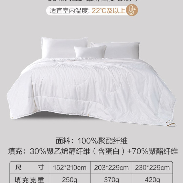 富安娜 家纺大豆纤维被春秋被子冬被保暖加厚棉被芯大豆被