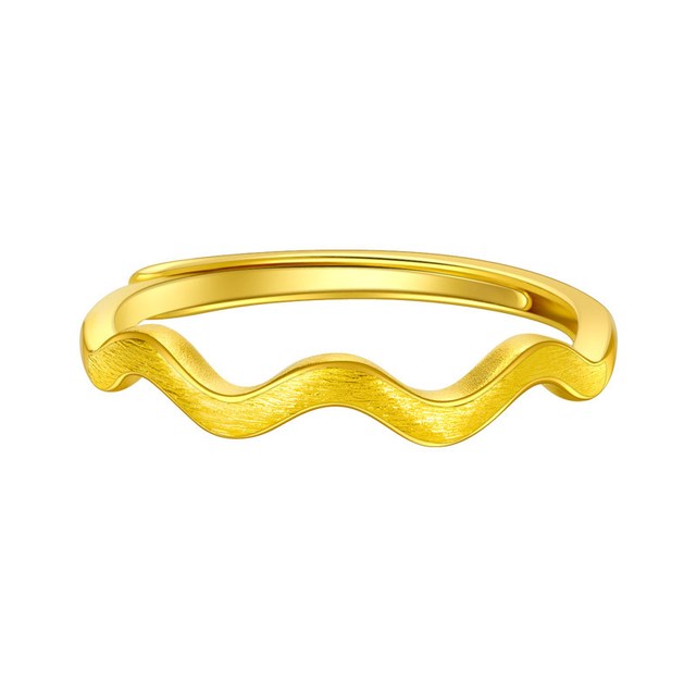 移动端：潮宏基 CR0001272200 女士波纹活口足金戒指 拉丝款