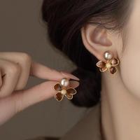 珍宝银楼 美拉德复古花朵耳钉2026新款爆款耳环高级耳饰法式氛围感饰品