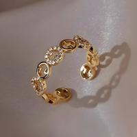 珍宝银楼 铜钱素圈时尚戒指女ins个性轻奢小众设计精致开口戒可调节指环