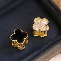 珍宝银楼 精致四叶草耳钉女时尚气质网红小巧精致耳扣耳环简约耳饰百搭饰品