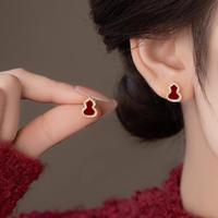 珍宝银楼 安可拉红色耳钉女新年复古葫芦耳饰2026新款爆款耳环名媛饰品