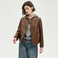 BADGLEY MISCHKA 皮衣外套女小个子棒球服皮衣夹克春秋皮上衣外套