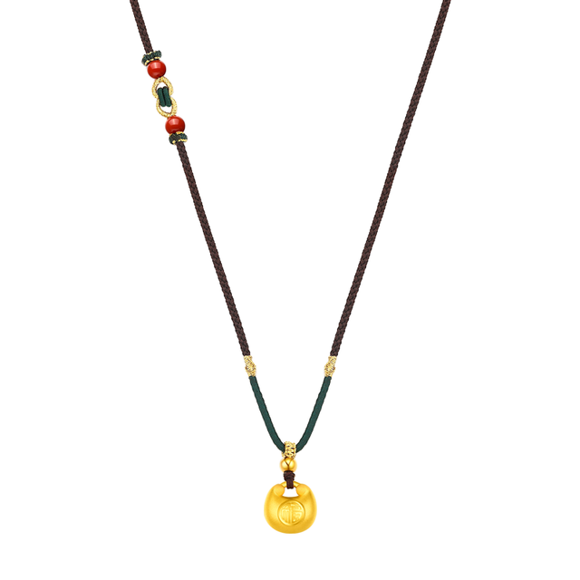 佐卡伊 黄金项链999足金胖福吊坠女 约1.3克