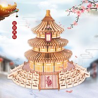迪尔乐斯 国风摆件 C9 成人高难度手工拼装木质拼图立体3D模型（小太和殿+LED小灯）
