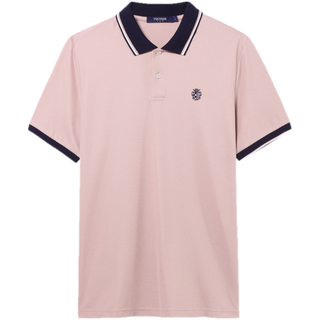 雅戈尔（YOUNGOR）短袖POLO衫男翻领扁机领长绒棉水柔棉柔软亲肤POLO衫 粉红 L