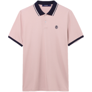 雅戈尔（YOUNGOR）短袖POLO衫男翻领扁机领长绒棉水柔棉柔软亲肤POLO衫 粉红 L