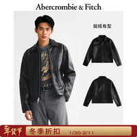 Abercrombie & Fitch 皮夹克外套25秋冬男装132-5131 黑色 S