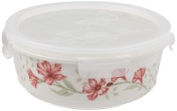 Lenox 白瓷蝴蝶草甸圆形带盖储物碗 15cm 591ml 可微波洗碗机适用