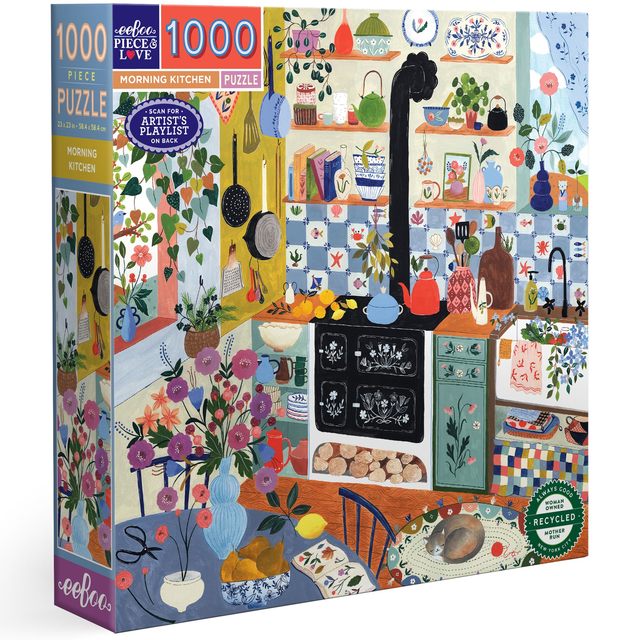 eeBoo 成人方形拼图1000块 晨间厨房主题 58x58cm 益智解谜 家庭娱乐
