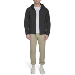 Tommy Hilfiger 汤米·希尔费格 男式软壳防雨连帽衫,黑色,中号, 黑色
