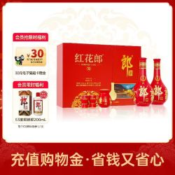 青花郎 [年货礼盒]郎酒红花郎酒10双瓶礼盒装酱香型白酒53度500mL*2瓶+普郎200ml