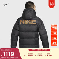 NIKE 男子防风羽绒服夹克冬季保暖梭织连帽NIKE STORM-FIT HQ4183 010黑 XL
