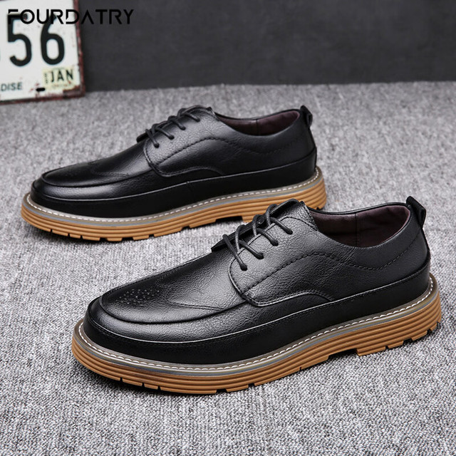 FOURDATRY 2026秋冬布洛克商务皮鞋男潮流韩版真