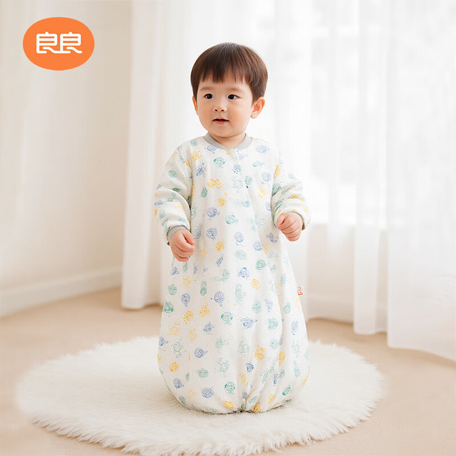 良良 婴儿秋冬加厚夹棉宝宝可拆袖棉儿童防踢被包裹式睡袋