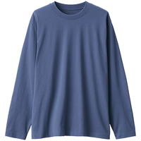 無印良品 MUJI（無印良品 ）男式 天竺织 圆领长袖T恤男士打底衫男款25年春季 
AB1L3A5S 蓝色 M （170/92A）