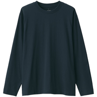 無印良品 MUJI（無印良品 ）男式 天竺织 圆领长袖T恤男士打底衫男款25年春季 
AB1L3A5S 深藏青色 S （165/84A）