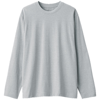 無印良品 MUJI（無印良品 ）男式 天竺织 圆领长袖T恤男士打底衫男款25年春季 
AB1L3A5S 灰色 L （175/100A）