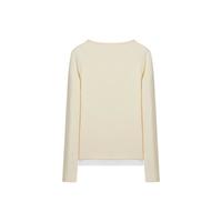 ELAND衣恋长袖T恤女舒适假两件针织衫弹力上衣 浅黄色(31)L/Yellow L/170