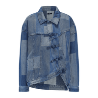 INITIAL春季新中式盘扣斜门径不规则拼接牛仔外套女 IDG 均码