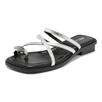 百丽时尚夹脚拖女商场细带休闲拖鞋A9Z1DBT4 银色 34