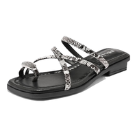 百丽时尚夹脚拖女商场细带休闲拖鞋A9Z1DBT4 黑色 38