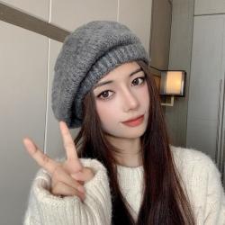 MT·MIT 帽子女高级感时尚贝雷帽女春季针织画家帽子毛线帽舒适保暖堆堆帽