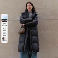 乐町 长款面包羽绒服女冬季保暖柔软加厚羽绒御寒外套