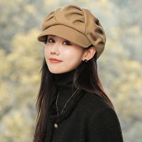 宏达 高级感时尚云朵帽包头堆堆帽2025秋冬百搭贝雷帽显脸小八角帽