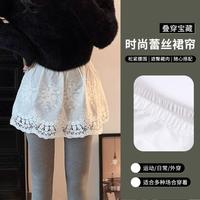 品彩 屁帘女大码蕾丝打底半身裙秋冬胖mm松紧腰防走光叠穿神器短裙子