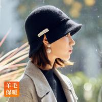 宏达 羊毛盆帽针织百搭保暖高级感秋冬季女士显脸小新款可调节渔夫帽子