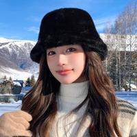 宏达 新款帽子女士秋冬季百搭加绒加厚渔夫帽高级感保暖可折叠盆帽