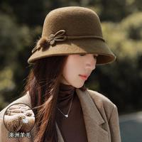 宏达 秋冬女时尚渔夫帽高级感防风保暖百搭显脸小盆帽子