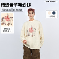 CANOTWAIT_ 陈伟霆毛衣CANOTWAIT_新年含羊毛梦游童话世界小马印花套头毛衣