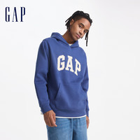 Gap 男女装2024秋季碳素软磨抓绒字母logo连帽卫衣上衣609116 蓝色 165/84A(XS) 亚洲尺码