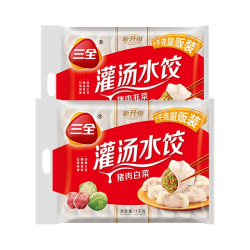 三全 灌汤系列猪肉白菜+猪肉韭菜饺子 2kg约108只 速冻水饺早餐食品